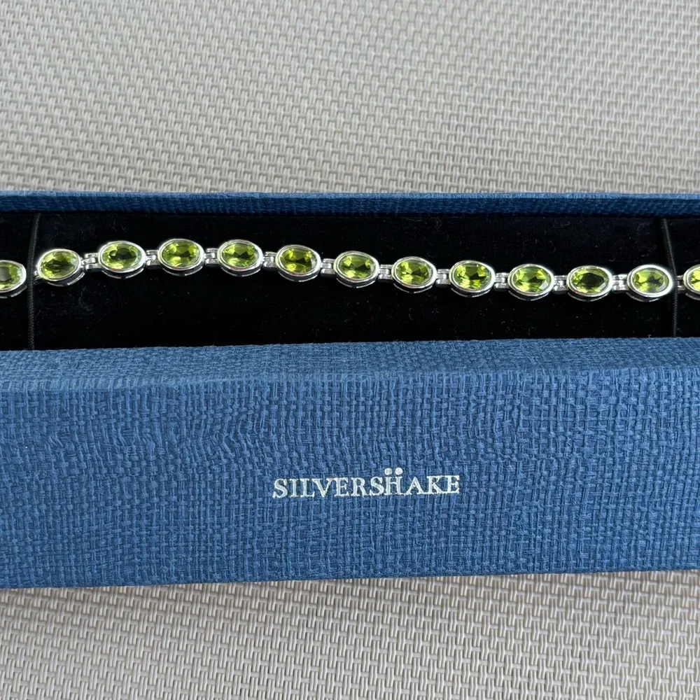 Sterling Silver Green Peridot Link Bracelet